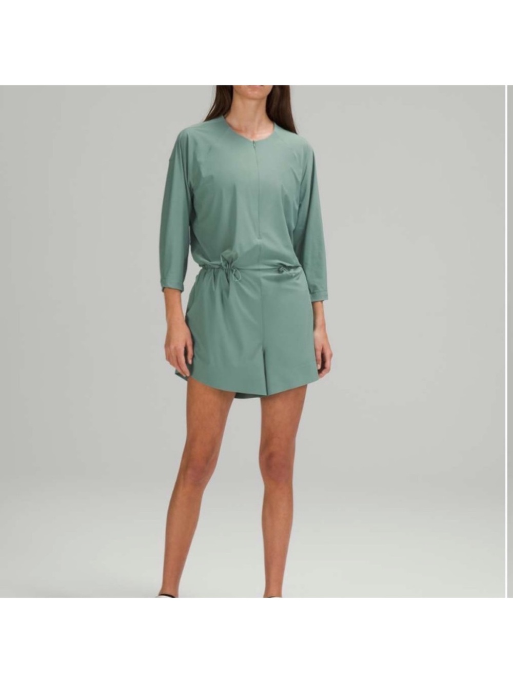 Lululemon High Neck UVP Zippered Stretch Pocket Romper in Tidewater Teal -Size 2
